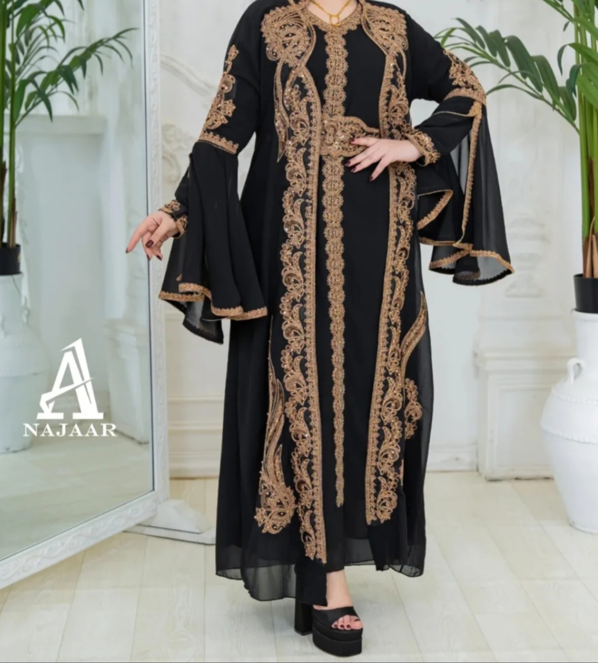 قفطان مغربی وارداتی مجلسی حریر