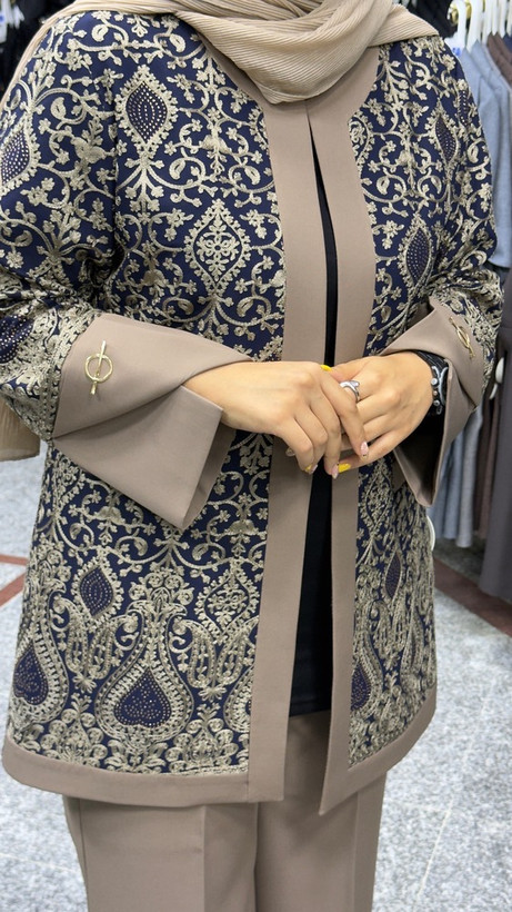 کت وشلوار حریر سوزندوزی