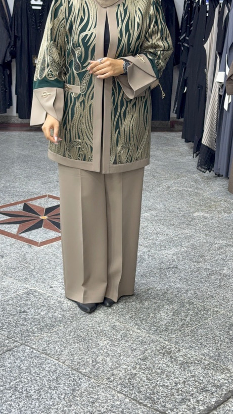 کت وشلوار حریر سوزندوزی