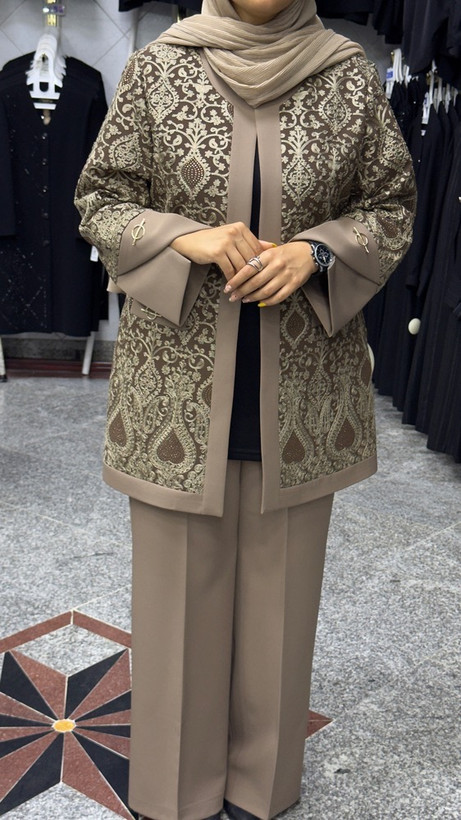 کت وشلوار حریر سوزندوزی