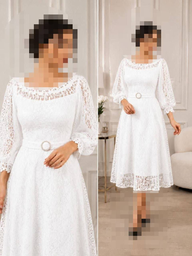 پیراهن مجلسی گیپور مخملی میدی
