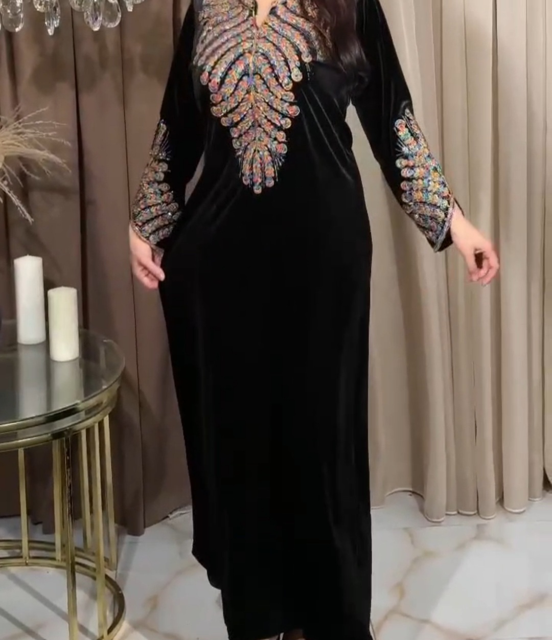 پیراهن مخمل گلدوزی وارداتی