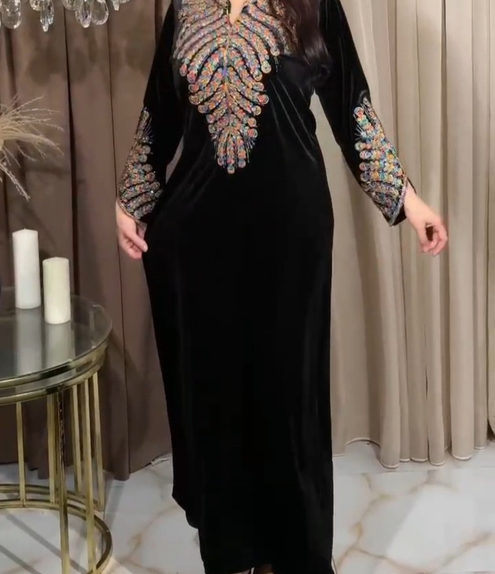 پیراهن مخمل گلدوزی وارداتی