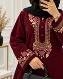 پیراهن بلند پاییزه مخمل کبریتی