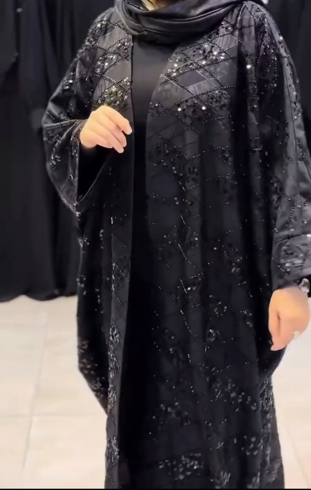 مانتوعبایی ژاکارد سنگدوزی وارداتی