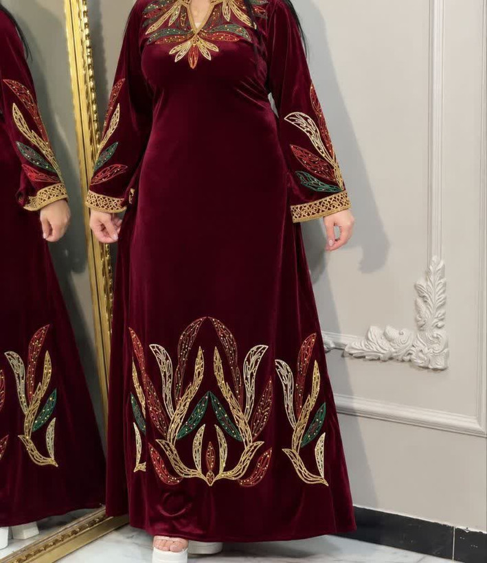 پیراهن مخمل گلدوزی شده